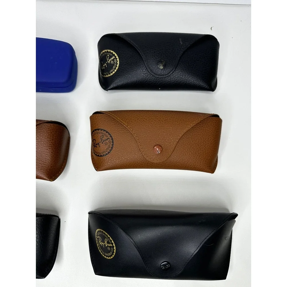 Ray Ban Sunglass Case Lot 6 Brown Black Belt Loop Polishing  Faux Leather
